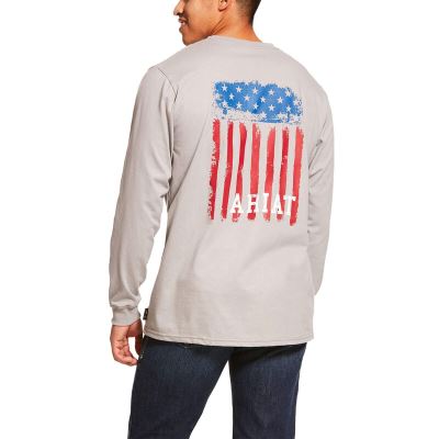 Ariat FR Americana - T Shirts Zilver Heren - 15371-767